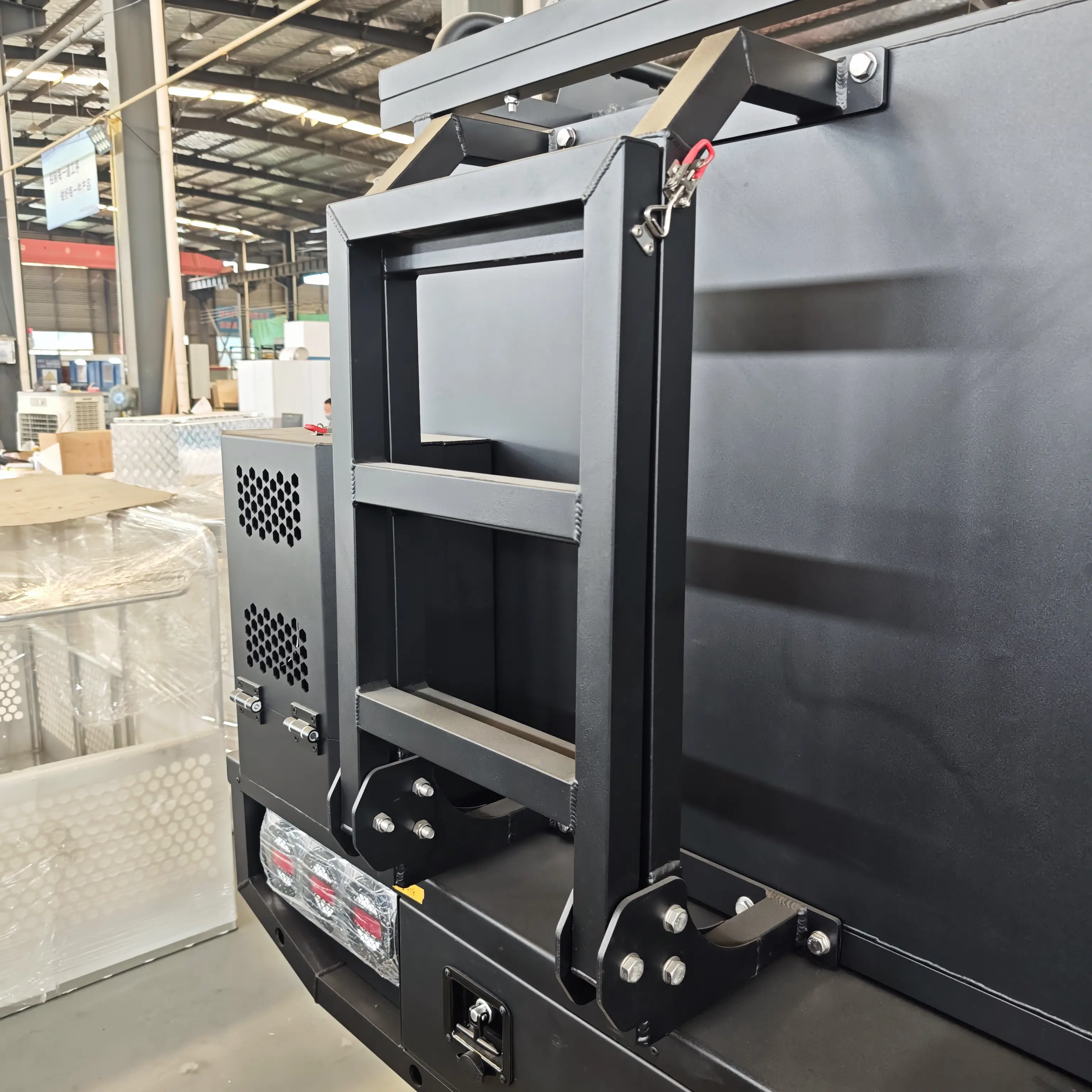 Close-up rack and rear module detail in workshop